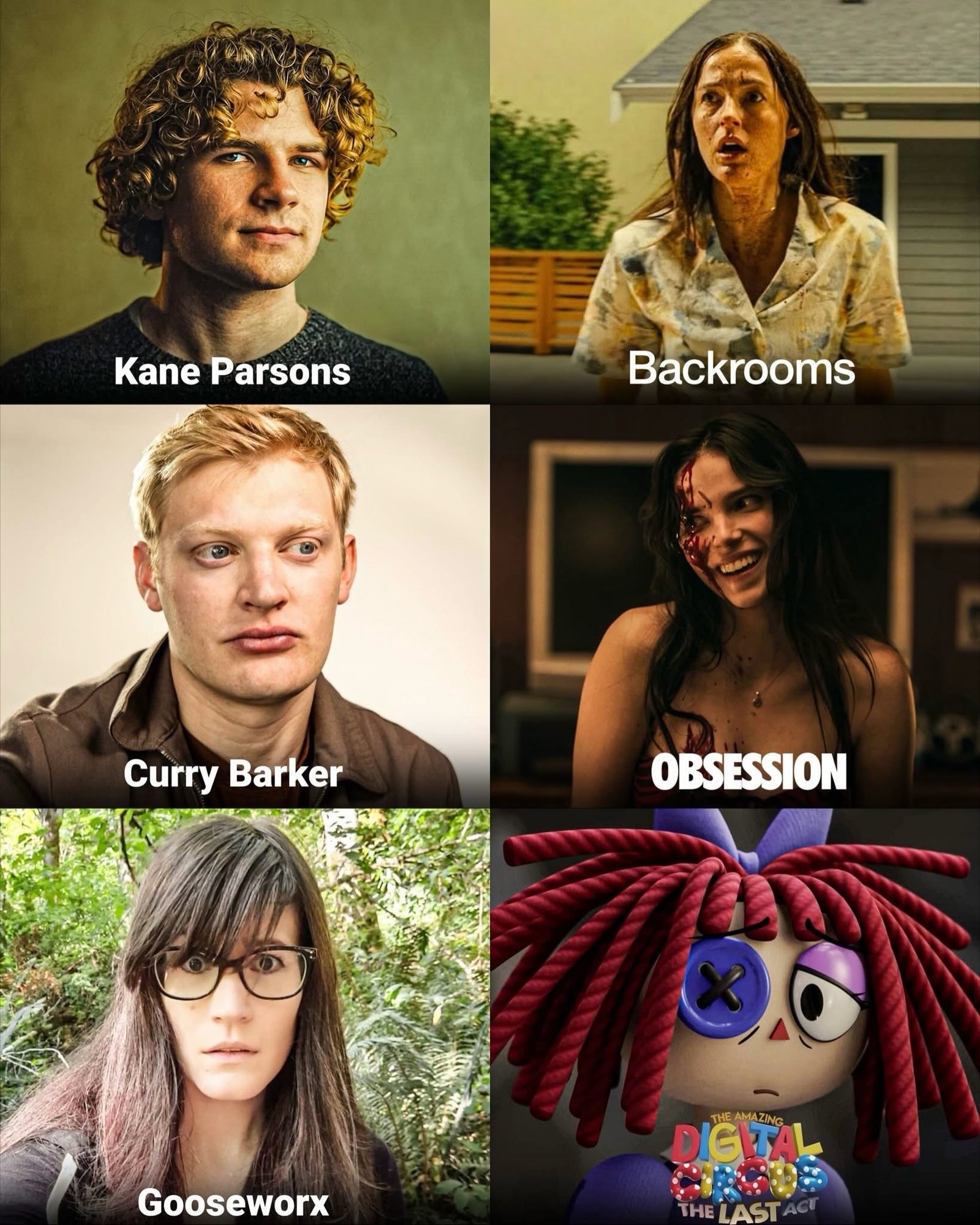 Photo by Universo 42 on June 07, 2026. May be a meme of poster and text that says 'Kane Parsons Backrooms Curry CurryBarker Barker OBSESSION Gooseworx ብ AM ZINe DIGITAL THELASTA'.