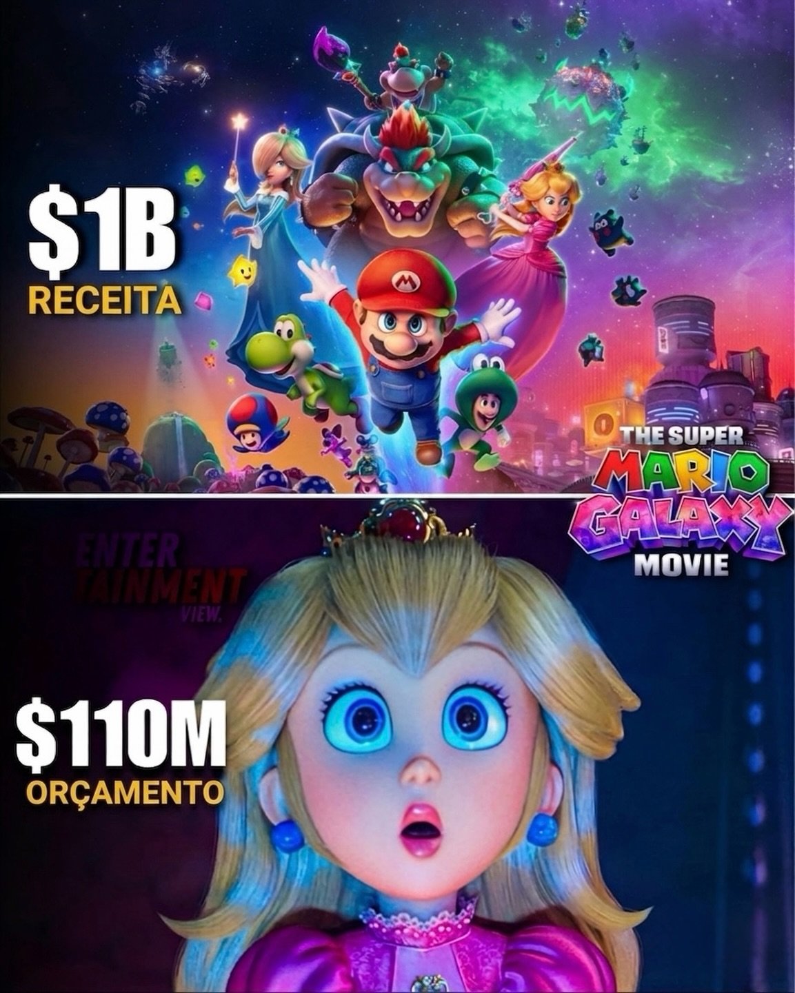 Photo by Universo 42 on June 09, 2026. May be a cartoon of ‎poster and ‎text that says '‎ه ١ل $1B RECEITA THE OTHE OTHESUPER SUPER MARIO GALAWY MOVIE $110M ORÇAMENTO‎'‎‎.