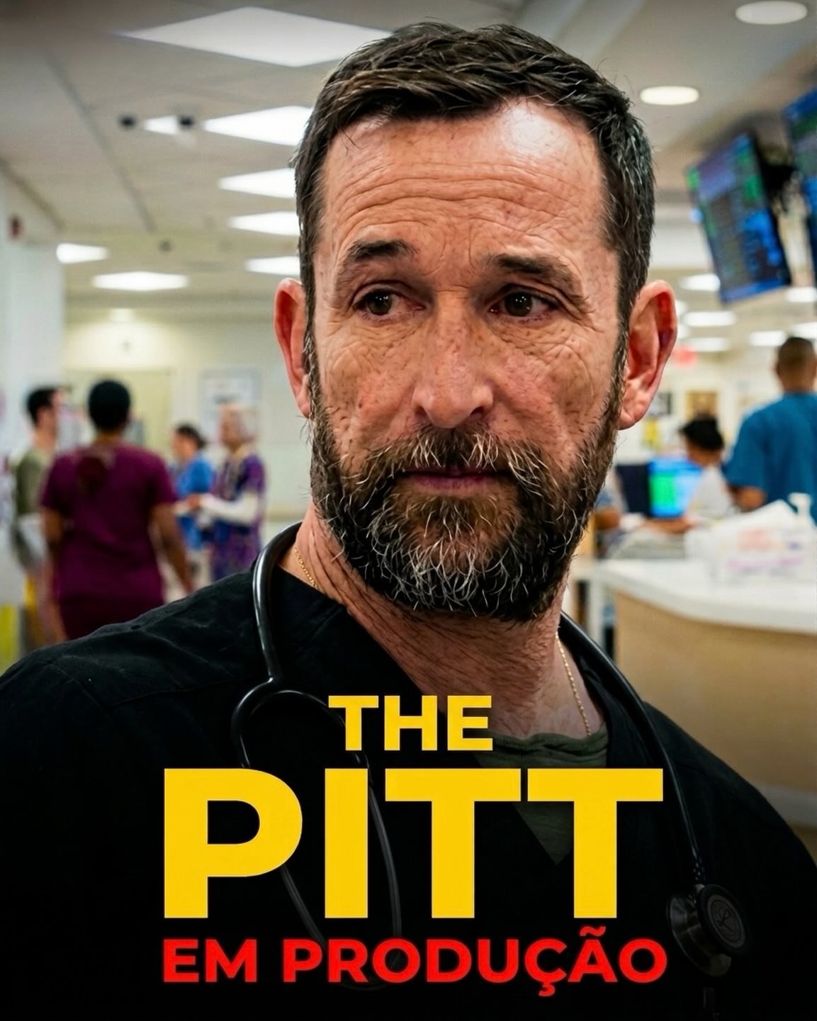 Photo by Universo 42 on June 18, 2026. May be an image of poster and text that says 'THE PITT EM PRODUÇÃO'.
