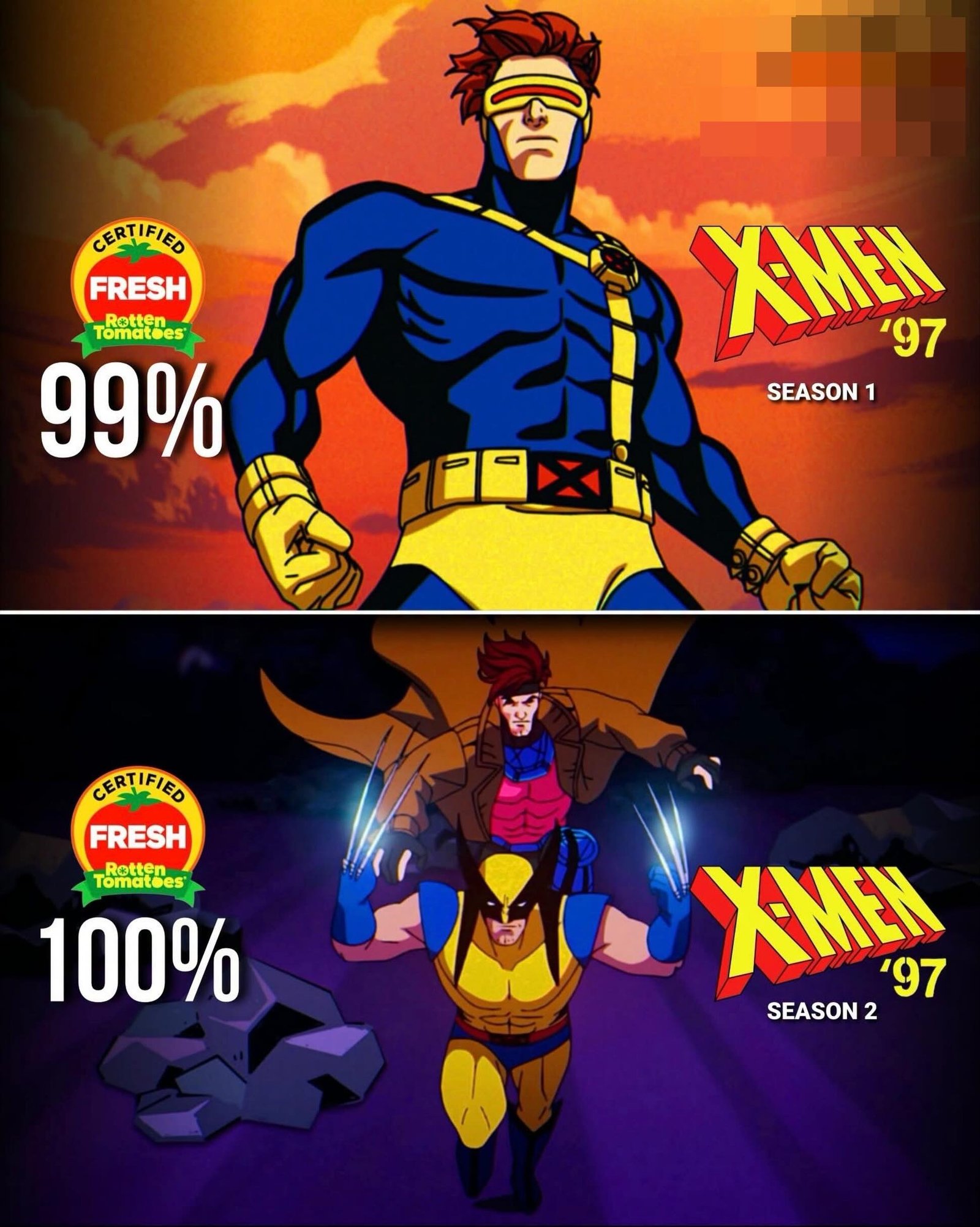 Photo by Universo 42 on June 19, 2026. May be an image of text that says 'CERTIFIED FRESH Tomatees Rotten Tomatees 99% X '97 SEASON1 1 PAX1 CERTIFIED FRESH Retten Tomatees 100% XIMEN '97 SEASON 2'.