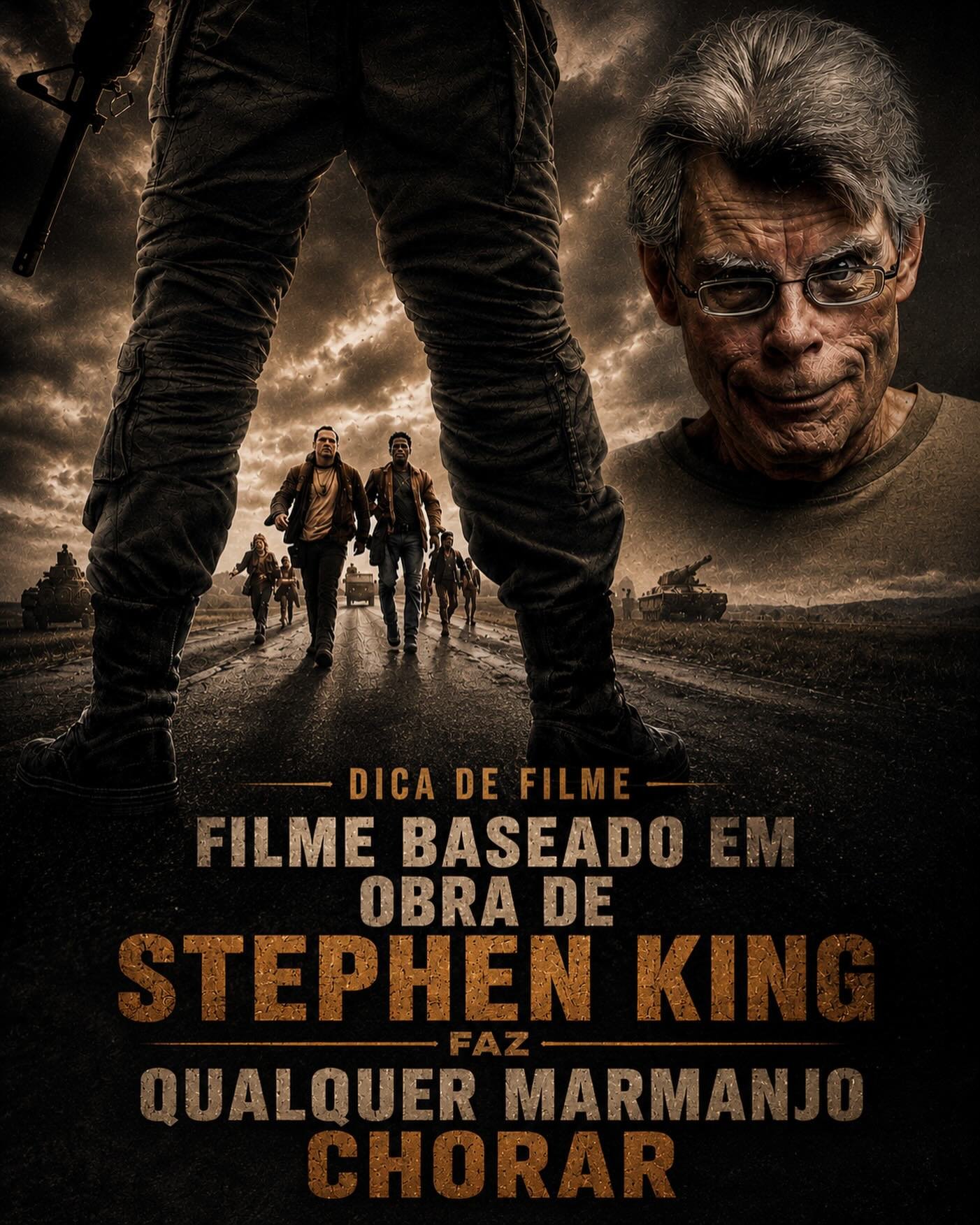Photo shared by Carlos César Carvalho | KHAL on June 28, 2026 tagging @u42oficial. May be an image of poster and text that says 'S DICADEFILME DE FILM DICA FILMEBASEADO ILME BASEADO OBRA DE TEPHEN KIN QUALQUER QUALQUERMARM MARM'.
