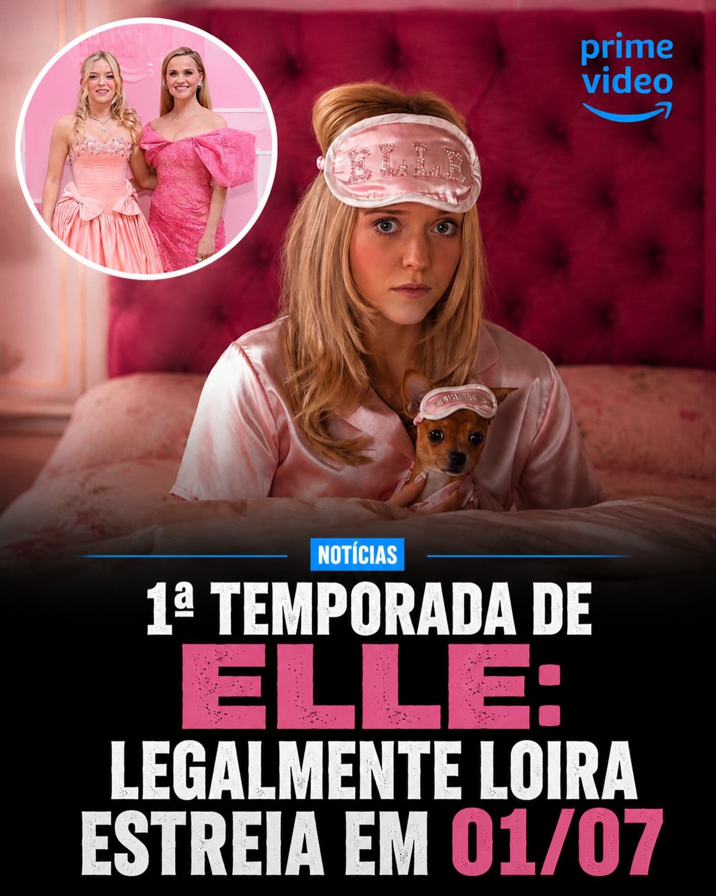 Photo by Universo 42 on July 01, 2026. May be a meme of text that says 'prime video ELL 公 0 出客 NOTÍCIAS 1a TEMPORADA DE ELLE: LEGALMENTE LOIRA ESTREIA EM 01/07'.