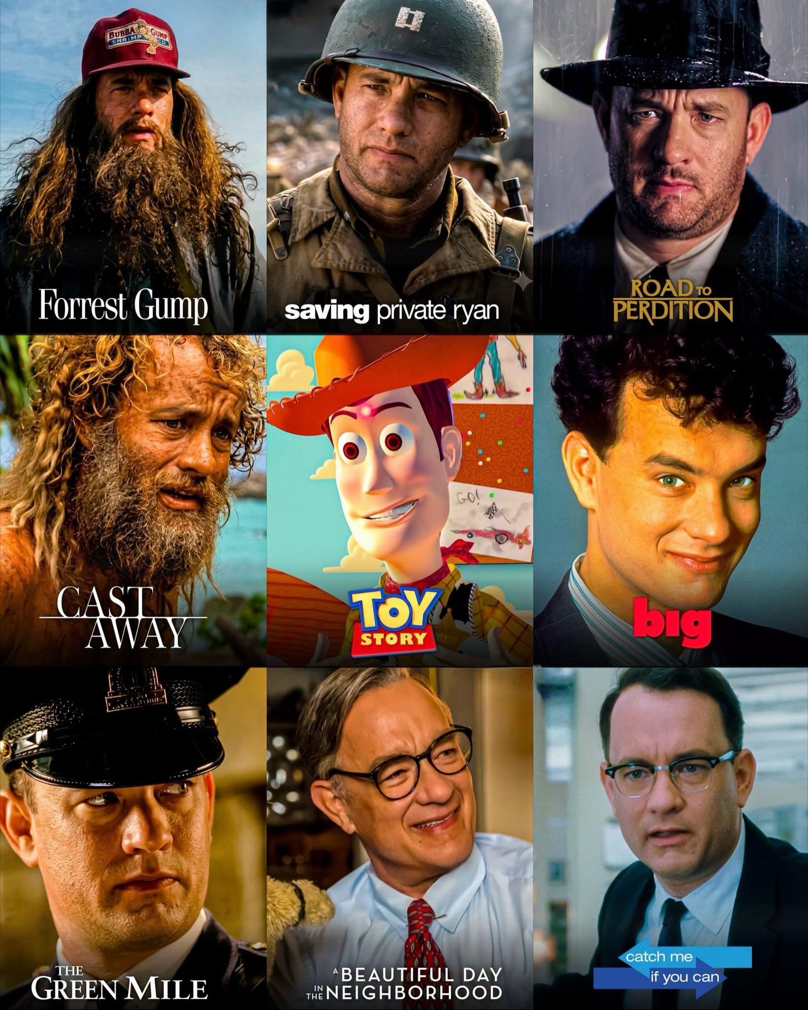 Photo by Universo 42 on July 09, 2026. May be an image of poster and text that says 'ロl Forrest ForrestGump Gump saving private ryan ROADTO PERDITION GO! কरीਮ CAST AWAY TOY STORY big HE GREENMILE GREEN MILE BEAUTIFUL DAY NEIGHBORHOOD catchme me catch if V you can'.