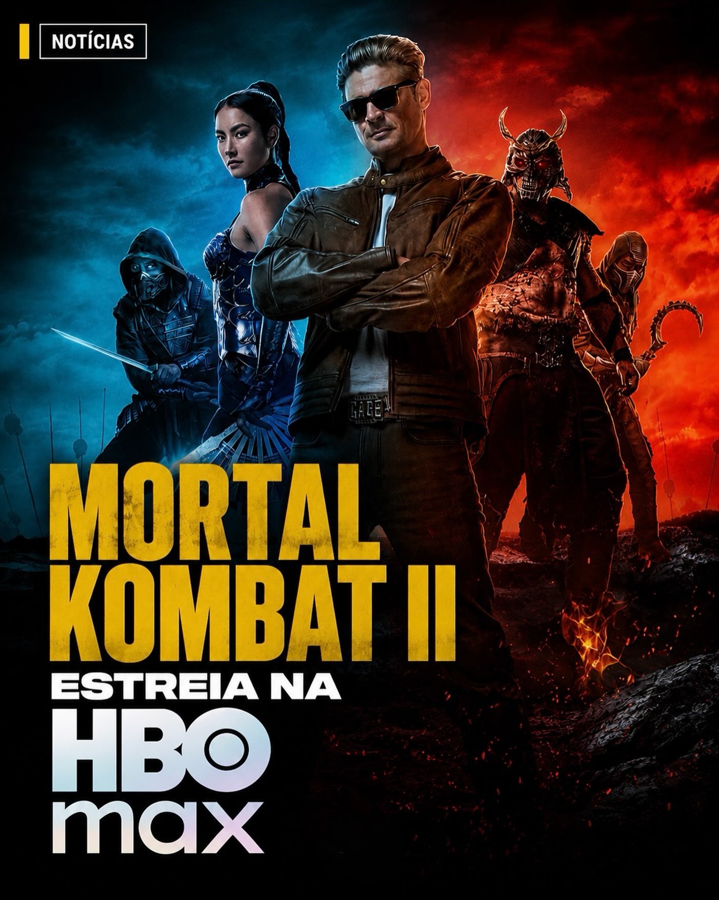 Photo by Universo 42 on July 20, 2026. May be an image of poster and text that says 'NOTÍCIAS MORTAL KMBAT II ESTREIA ΝΑ H max'.