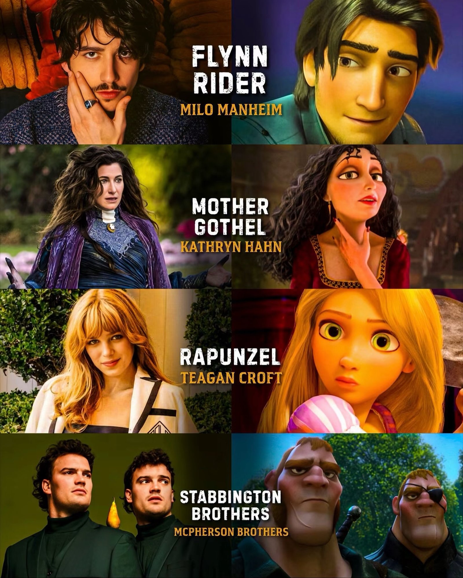 Photo by Universo 42 on July 28, 2026. May be an image of ‎poster and ‎text that says '‎عا FLYNN RIDER MILO MAEIM MOTHER GOTHEL KATHRYN KATHRYNHAHN HAHN RAPUNZEL TEAGAN CROFT Aoи STABBINGTON M MCPHERSONBROTHERS BROTHERS MCPHERSON BROTHERS HERS‎'‎‎.