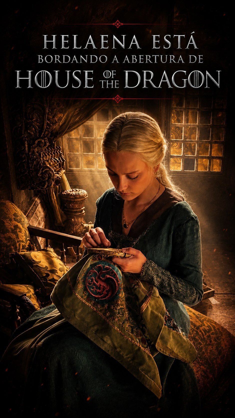 Helaena bordou Aemond com Alys Rivers em Harrenhal e está bordando a abertura de House Of The Dragon! ?
