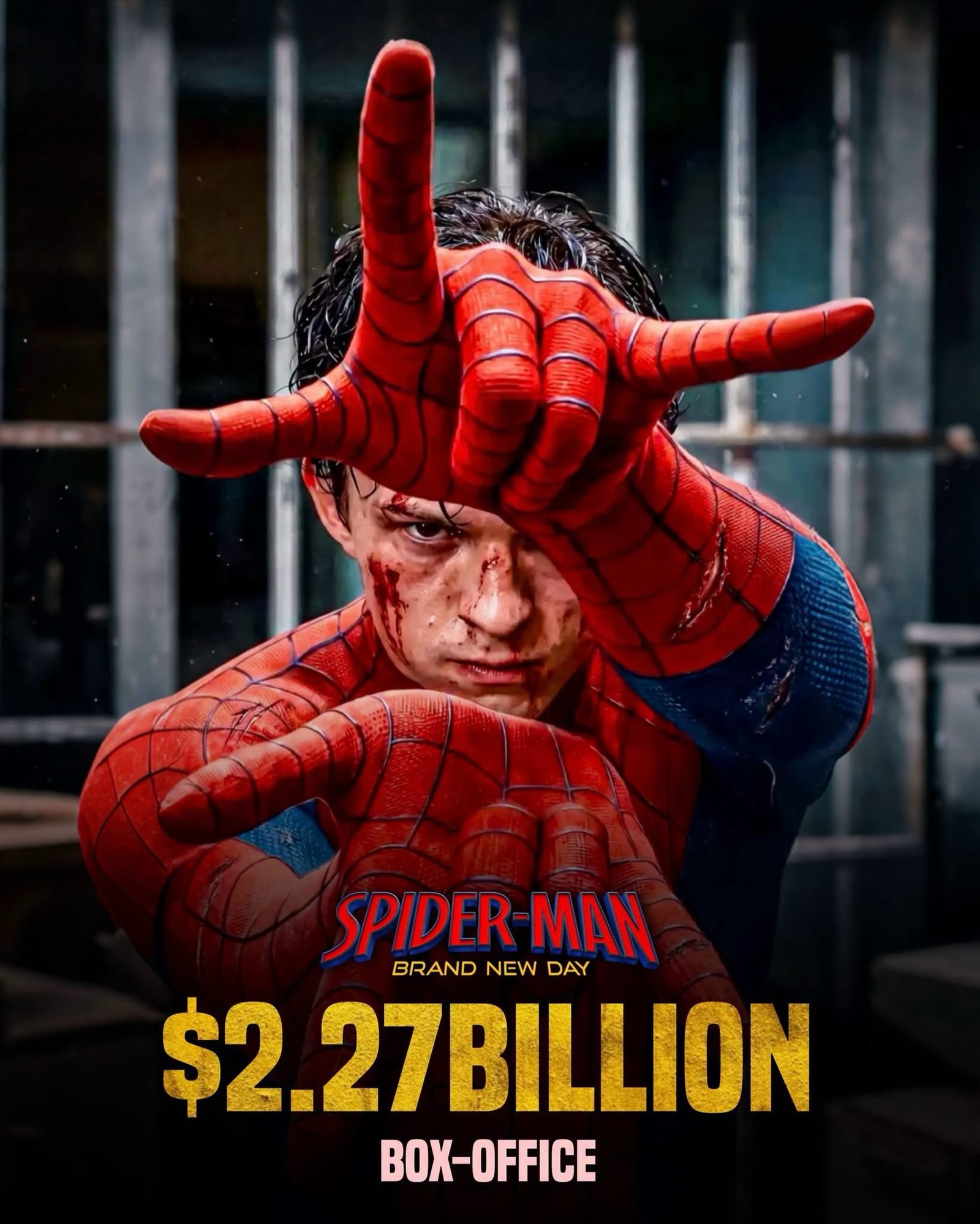 Photo shared by Universo 42 on August 29, 2026 tagging @eusouokhal. May be an image of text that says 'SPIDER SPIDER-MAN NEW MAN DAY BRAND $2.27BILLION BOX-OFFICE'.