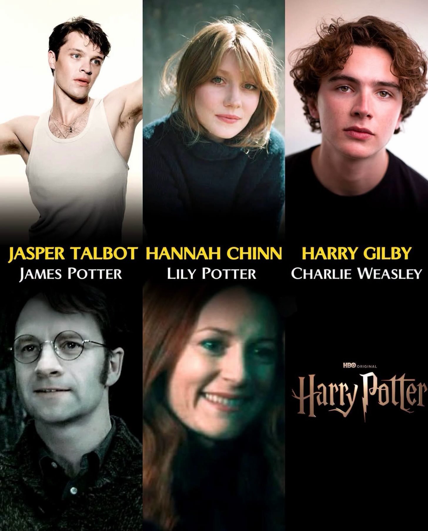 ⚡ A nova série de Harry Potter, da HBO, acaba de anunciar mais três nomes para o elenco!

Jasper Talbot e Hannah Chinn foram escalados para interpretar Tiago e Lílian Potter, os pais de Harry, enquanto Harry Gilby dará vida a Carlinhos Weasley, irmão mais velho de Rony.

A primeira temporada, intitu